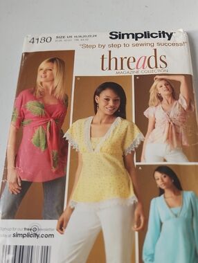 Simplicity Threads Women's Pink Tie-Front Tunic Top Parttern